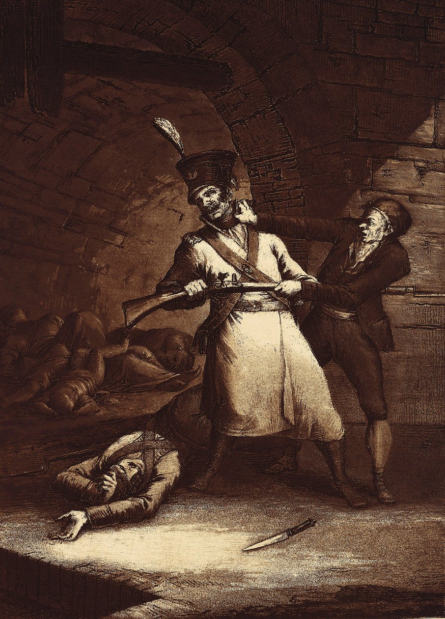Jose de la Hera gör uppror mot en av Napoleonska arméns soldater, ca. 1812-13 (etsning) av Fernando Brambila