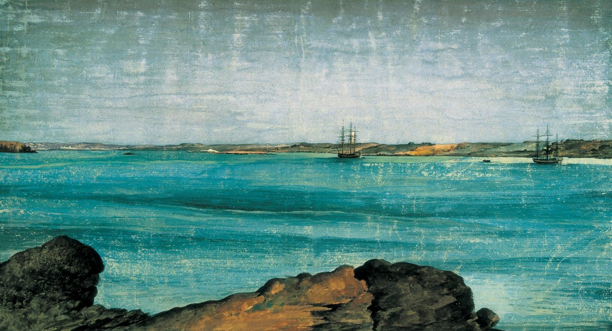 Port Önskad, detalj. Stad och fiskehamn i Patagonien, i provinsen Santa Cruz, Argentina. Teckning Fernando Brambila (1763-1832) Madrid. Marinmuseum. av Fernando Brambila