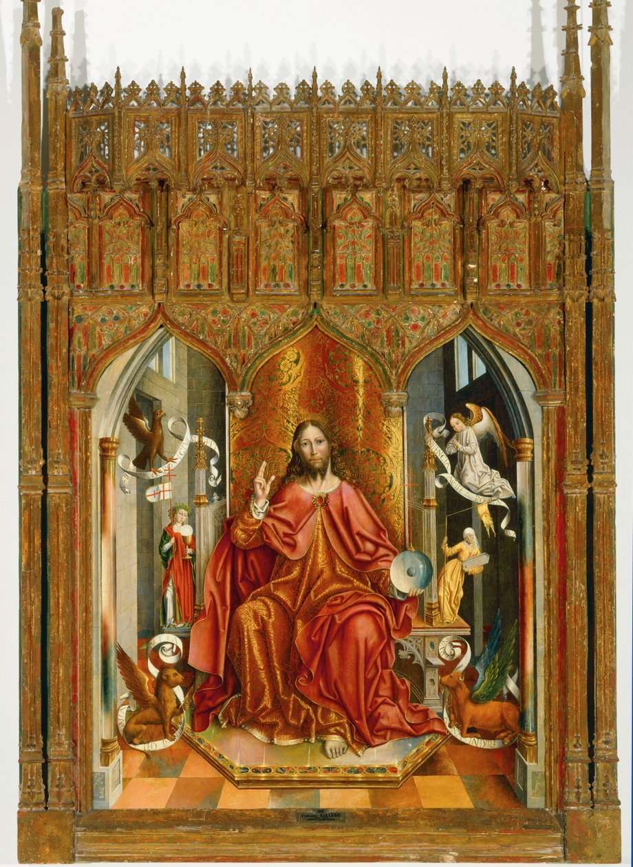Jesus Kristus välsignar med kyrkan och synagogan ... av Fernando Gallego