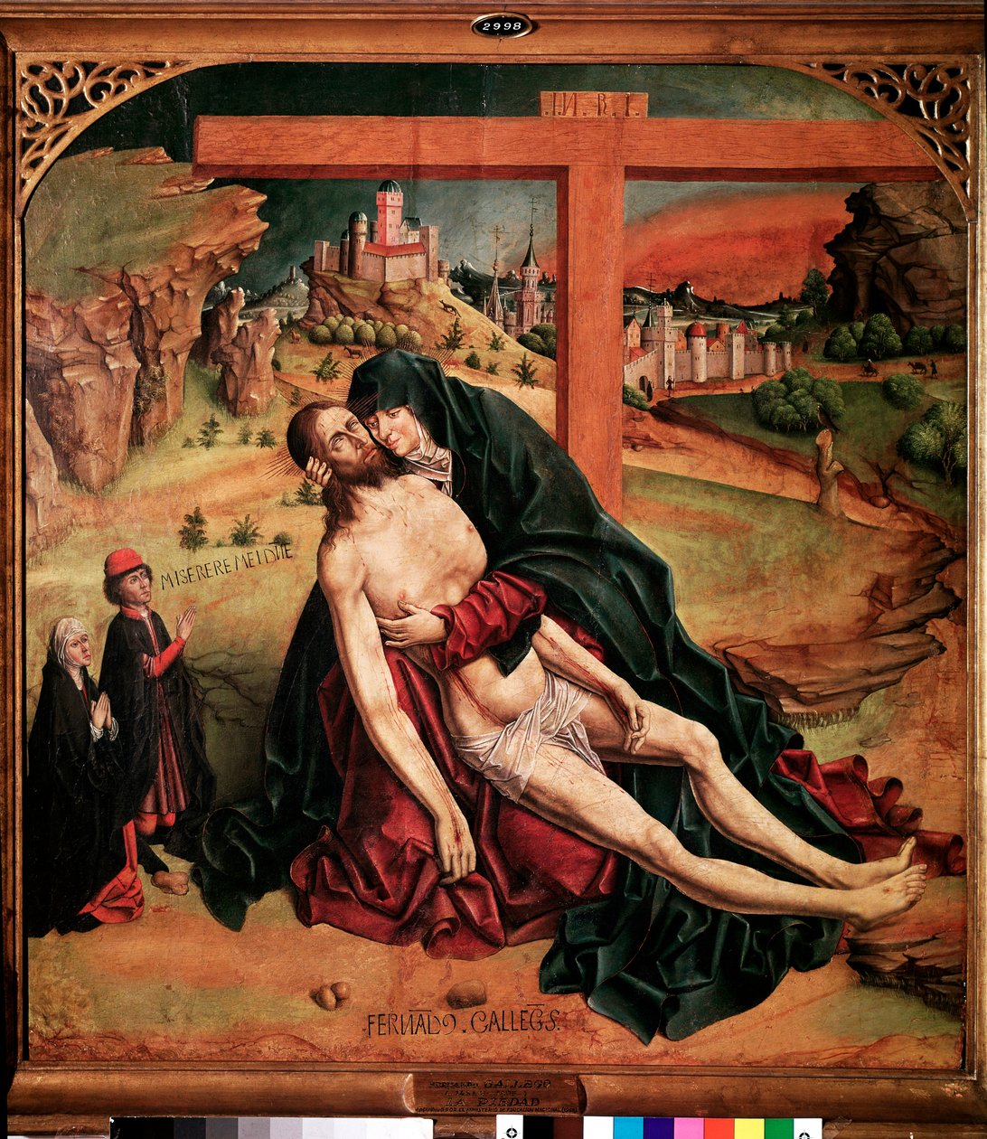 Pieta (blandad metod på panel av Fernando Gallego