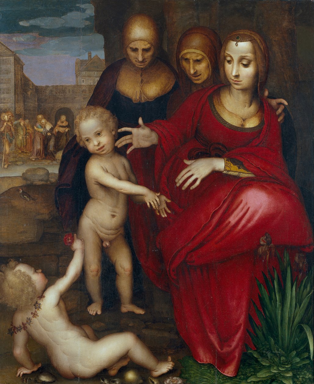 Sankta Anna, Jungfru Maria, Sankta Elisabet, Sankta Johannes och Jesusbarnet av Fernando Yanez de Almedina