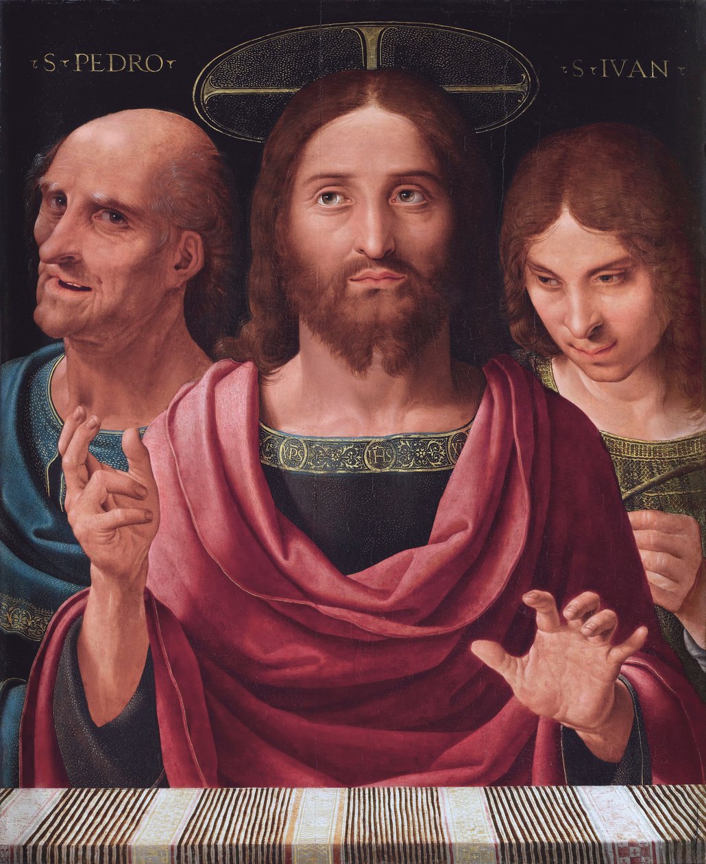 Salvator Mundi mellan de heliga Peter och Johannes, ca 1507 (olja på trä) av Fernando Yanez de Almedina