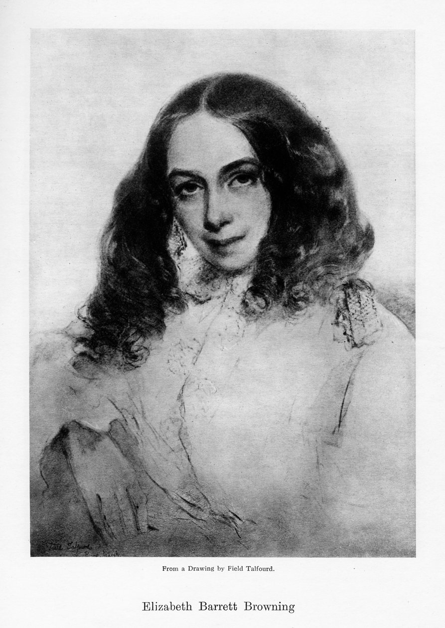 Elizabeth Barrett Browning, engelsk poet från den viktorianska eran, mitten av 1800-talet. av Field Talfourd