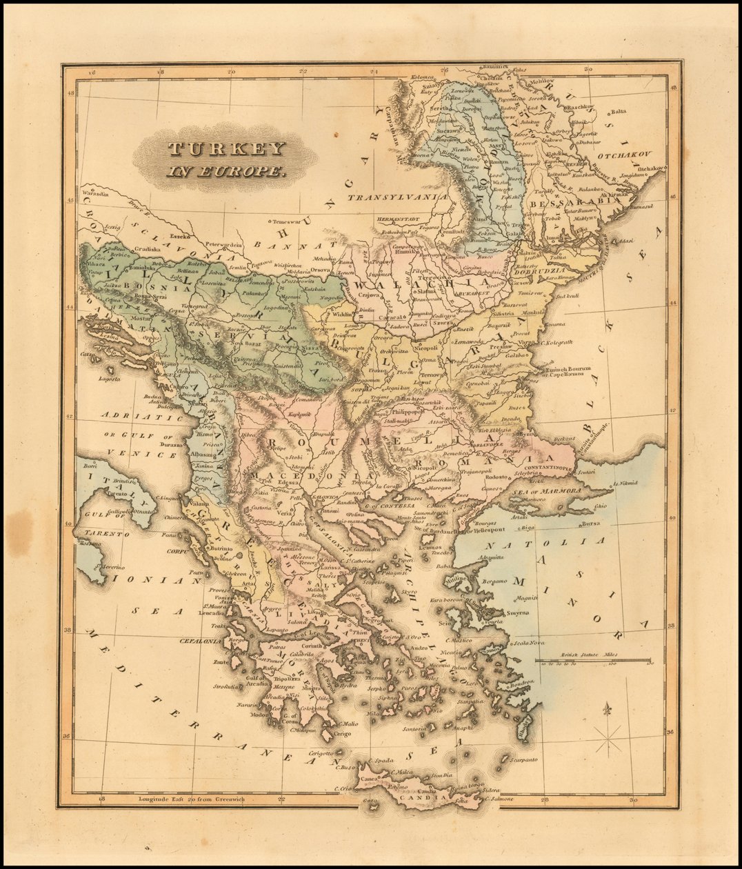1823 års karta över Turkiet i Europa av Fielding Lucas, Jr av Fielding Lucas Jr.