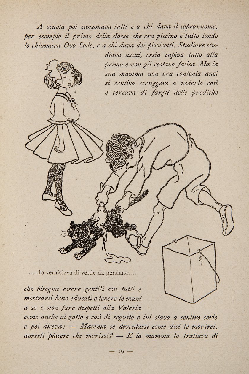 Illustration ur en barnbok, ca 1920-30 av Filiberto Scarpelli