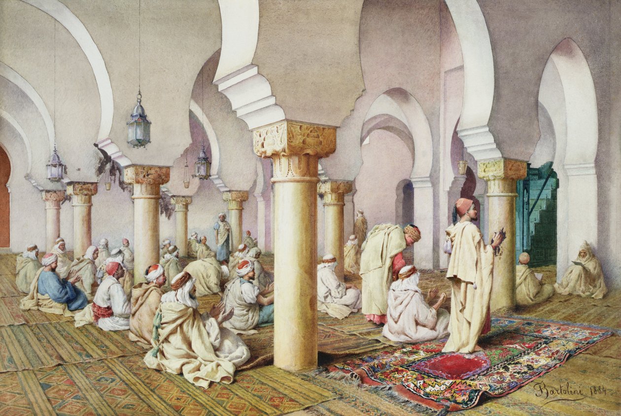 Vid bön i moskén, 1884 av Filipo or Frederico Bartolini