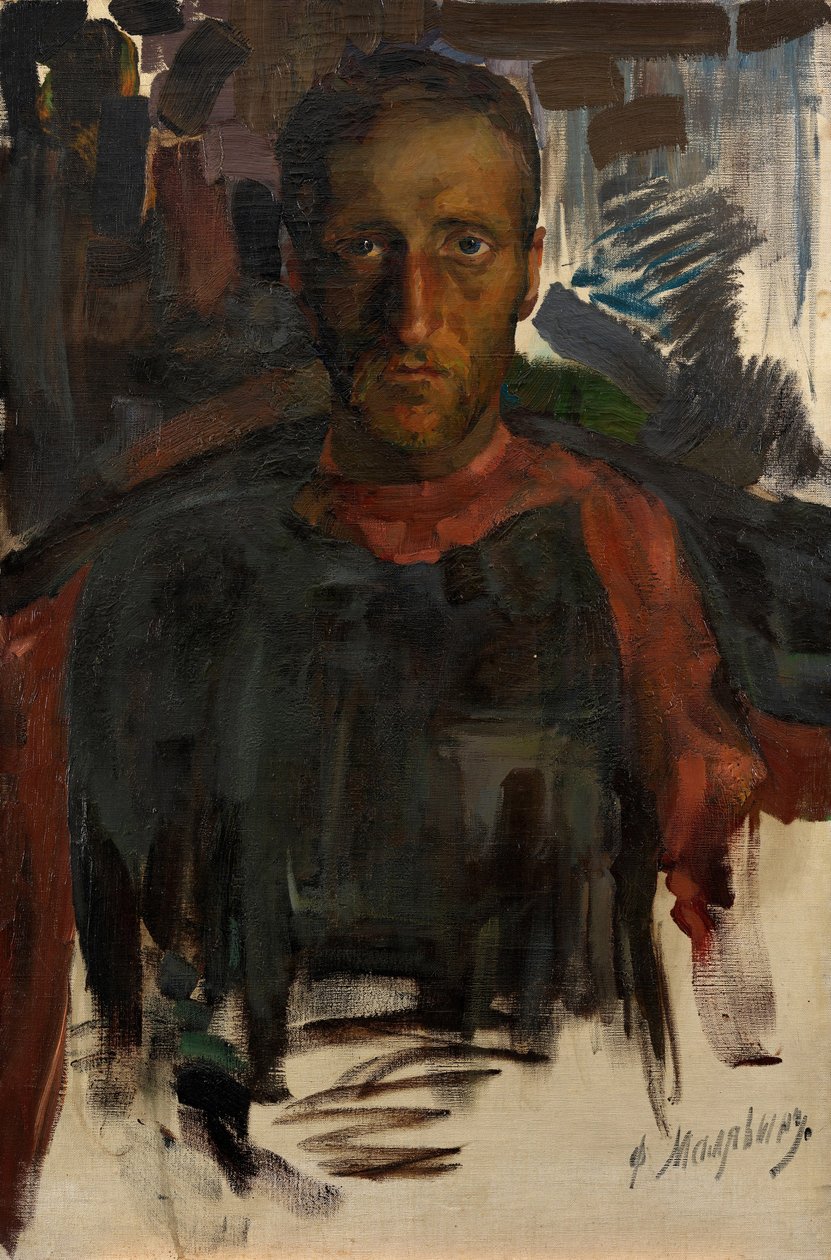Porträtt av poeten Nikolay Gumilyov 1886-1921 av Filipp Andreevic Maljavin