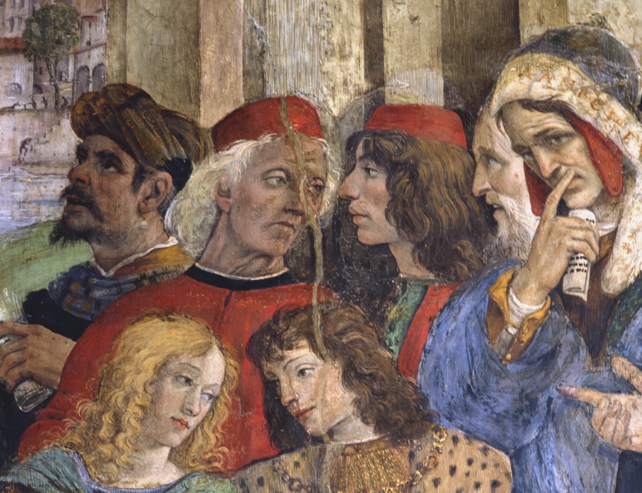Detalj från tvisten om St Thomas, Carafa kapell, Santa Maria sopra Minerva, Rom, 1488-93 av Filippino Lippi