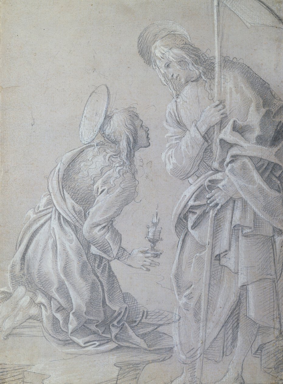 Knäböjande heliga Maria Magdalena och Stående Kristus av Filippino Lippi