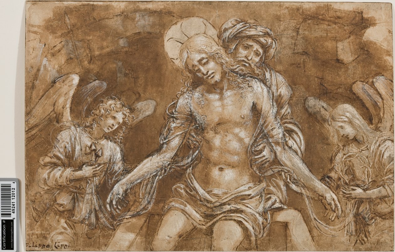 Lamentation of Christ at the Tomb, c.1500 (penna och bläck över tvätt och krita på papper förhöjd med vitt) av Filippino Lippi