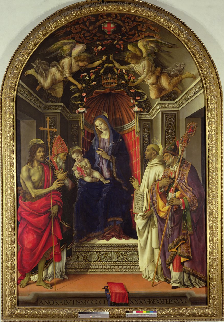 Madonna och barn med heliga, 1486 (tempera på panel) av Filippino Lippi