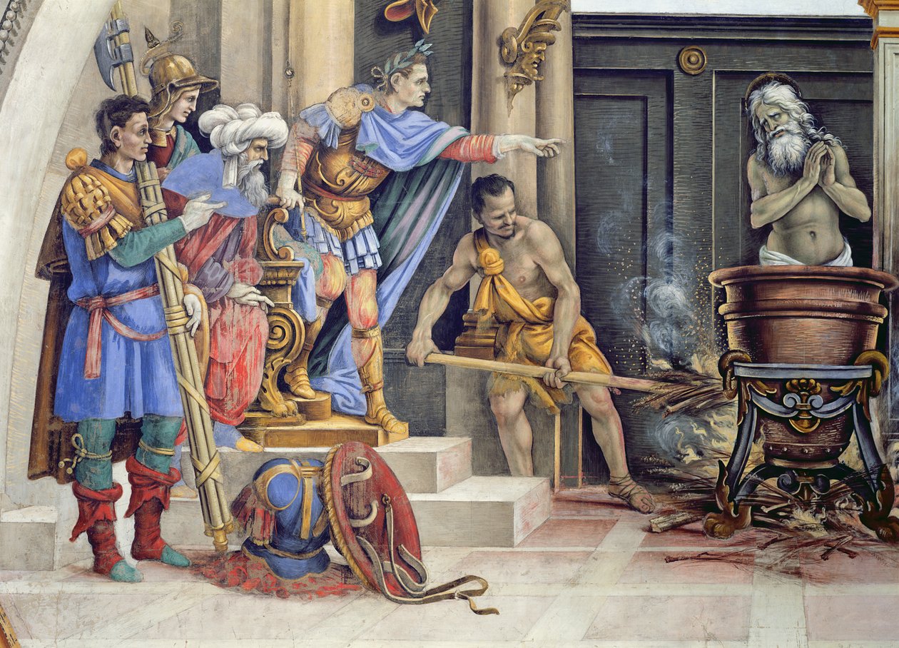 Norra väggen i Strozzi-kapellet, St. Johannes evangelistens martyrskap, c.1457-1502 detalj av 208295 av Filippino Lippi