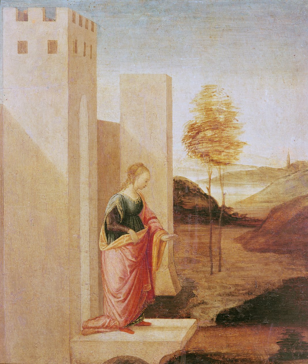Drottning Vashti lämnar det kungliga palatset av Filippino Lippi