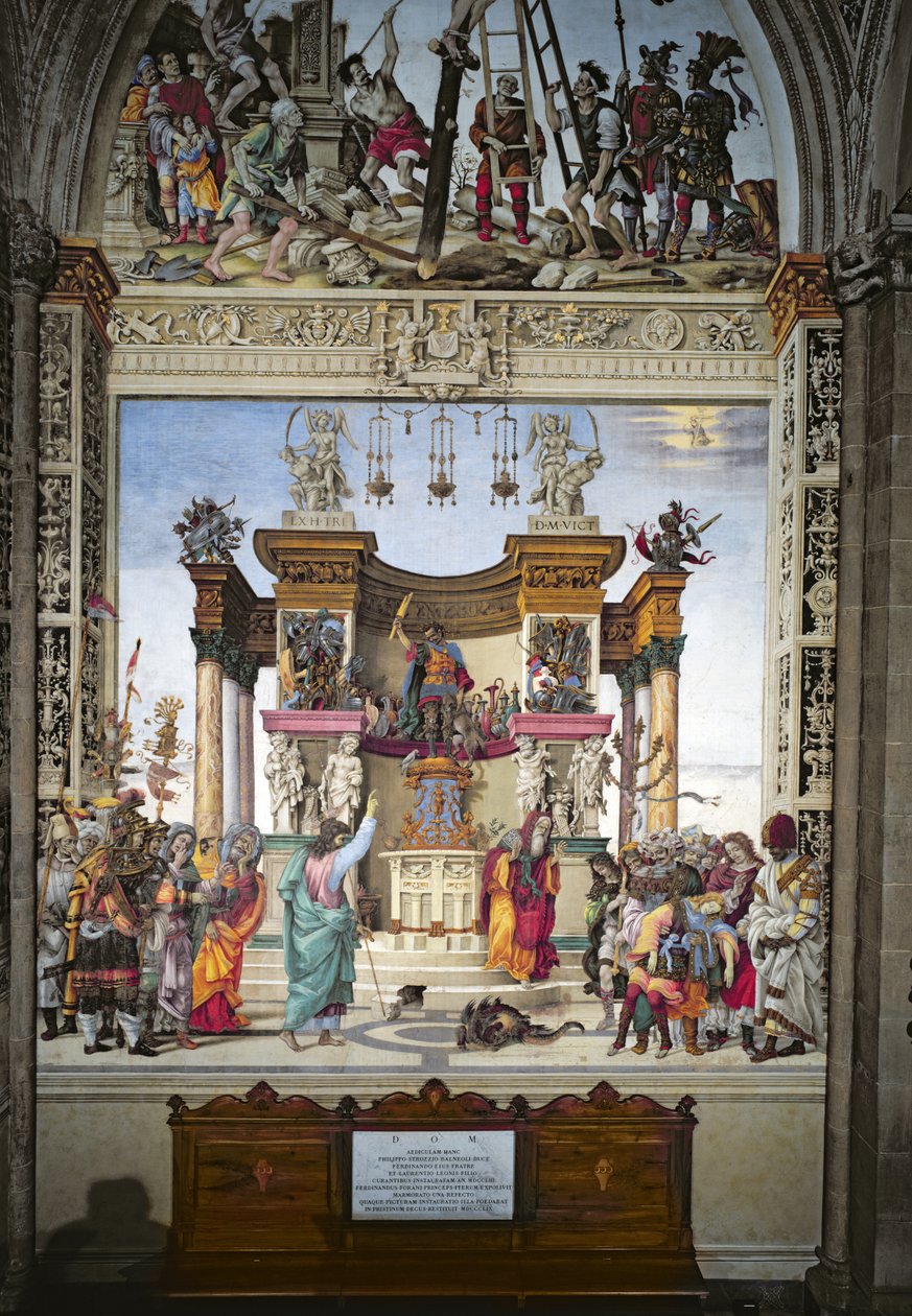 Sankt Filip exorcerar demonen från Mars tempel, södra väggen i Strozzi kapell, ca 1497-1502 av Filippino Lippi