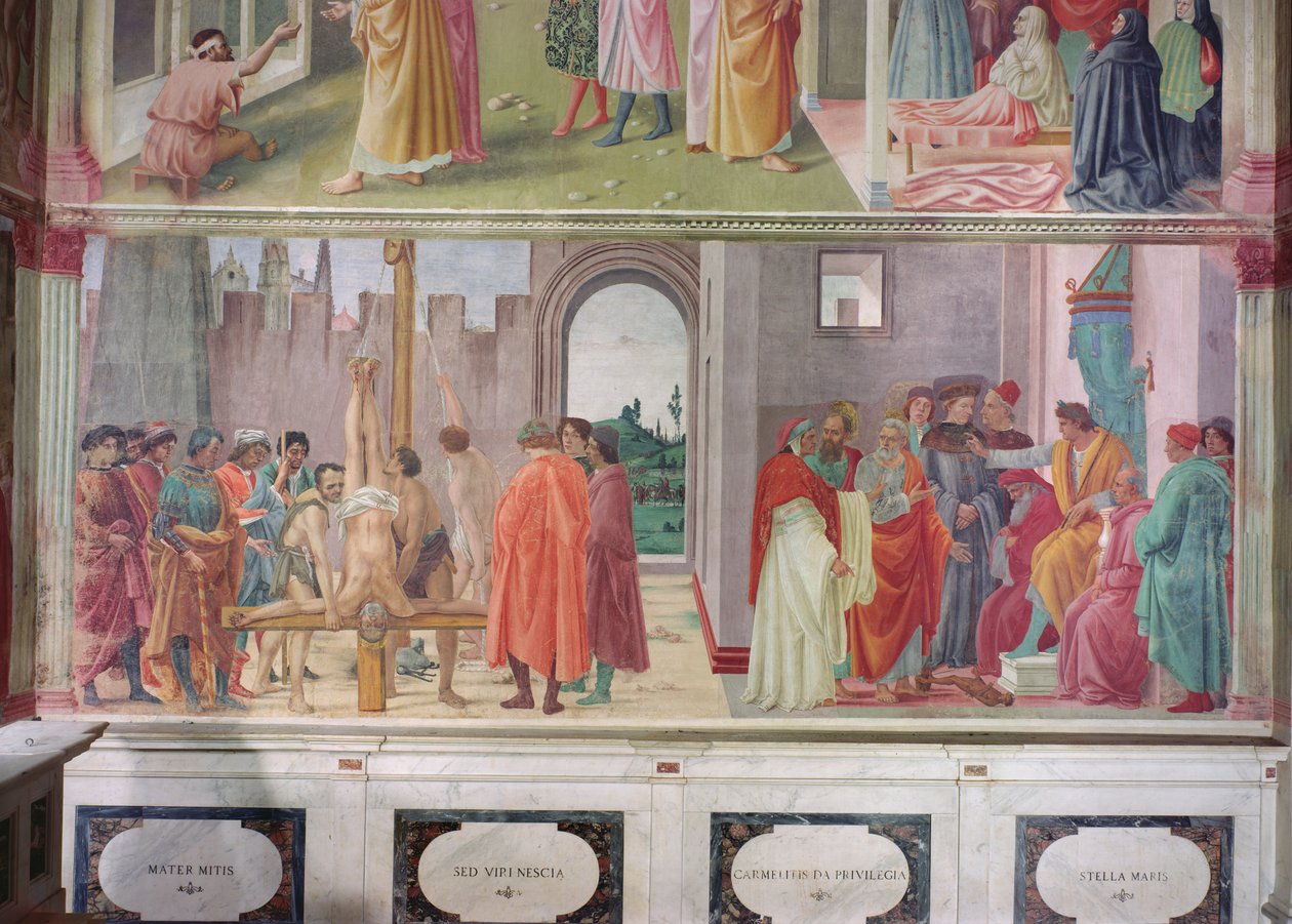 Tvisten med Simon Mago och S:t Peters korsfästelse, c.1484-85 av Filippino Lippi