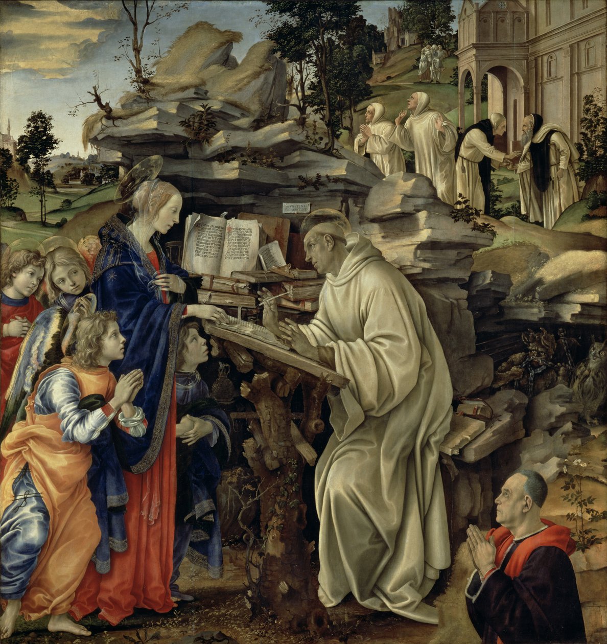 The Vision of St. Bernard, c.1485-87 (tempera och olja på panel) (för detaljer se 82733) av Filippino Lippi