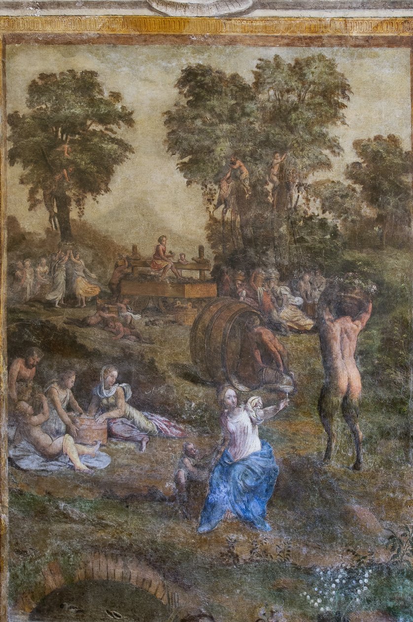 "Harvest", detalj från Camerino dei Bacchanali (färsk) av Filippino (and workshop) Lippi