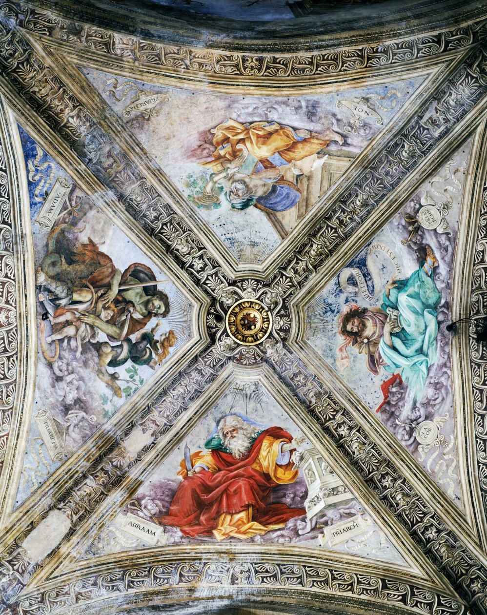 Fresker av Filippino Lippi (1457-1504) på kupolen, Strozzi-kapellet. Kyrkan Santa Maria Novella, Florens. Italien av Filippino Lippi