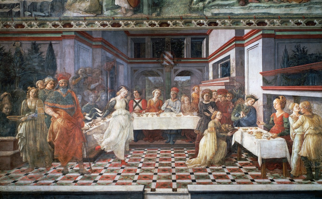 Herodes bankett eller dans av Salome (fresk) av Filippino Lippi