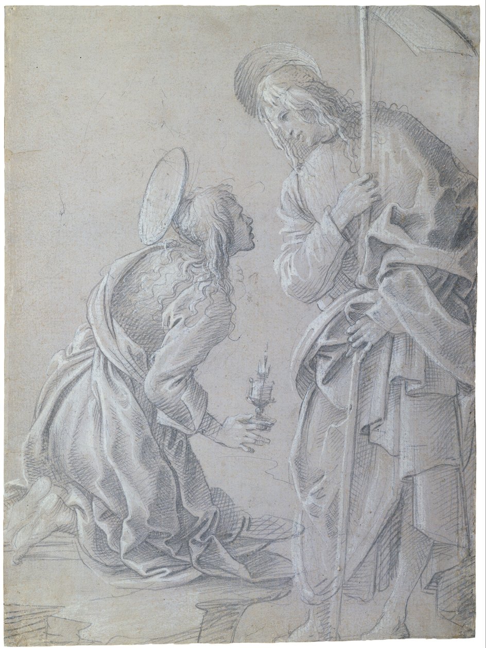 Knäböjande Heliga Maria Magdalena och stående Kristus av Filippino Lippi