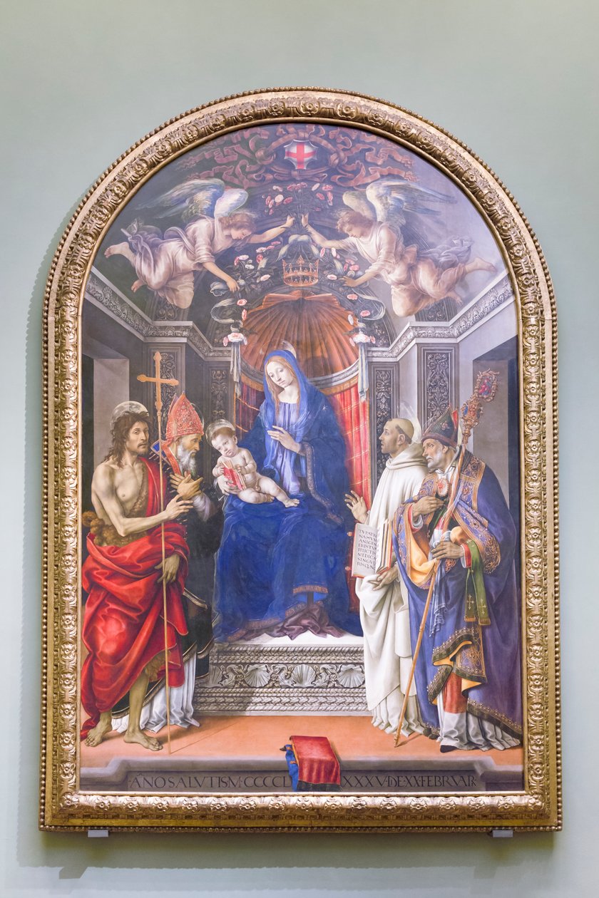 Madonna och barn tronade med Johannes Döparen och helgonen, känd som Otto altartavla av Filippino Lippi