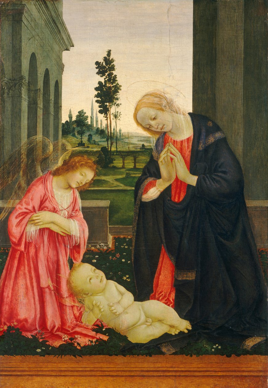 Tillbedjan av barnet, ca. 14751480. av Filippino Lippi
