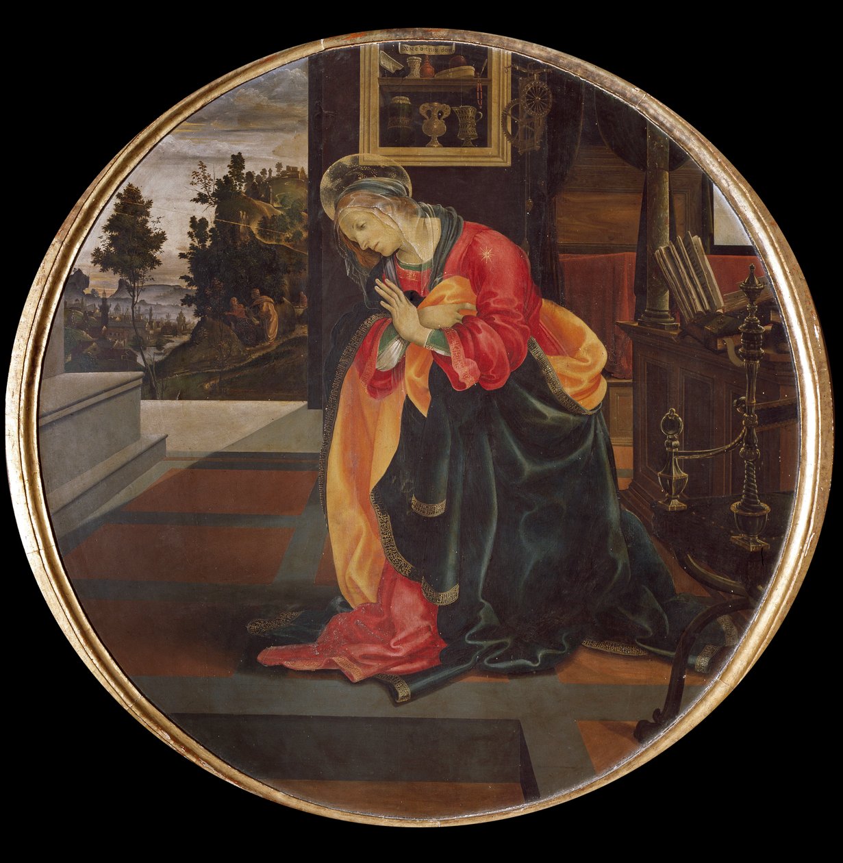Bebådelsen. Detalj av Jungfrun (olja på duk av Filippino Lippi