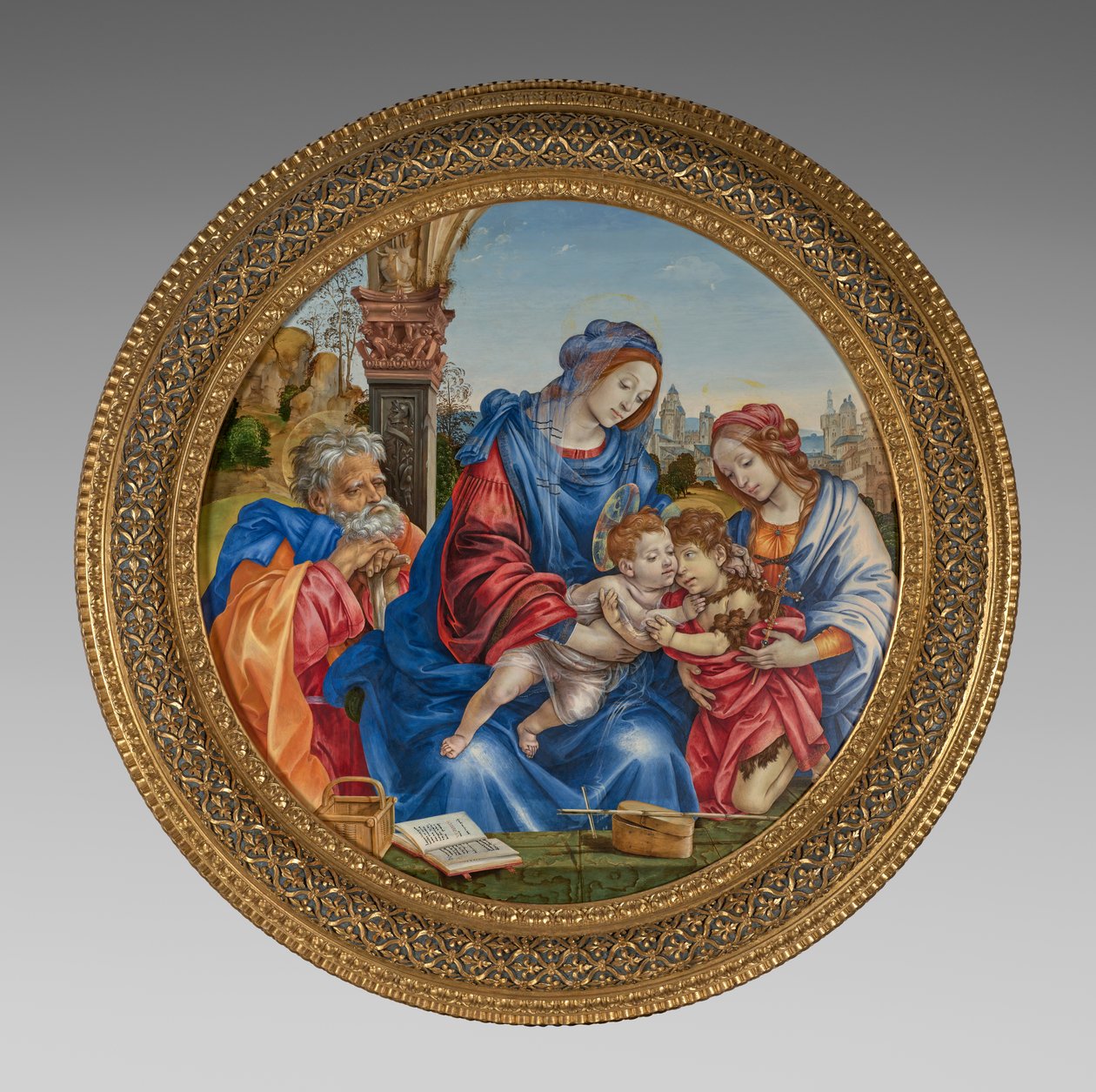 Den heliga familjen med Johannes Döparen och Sankta Margareta av Filippino Lippi