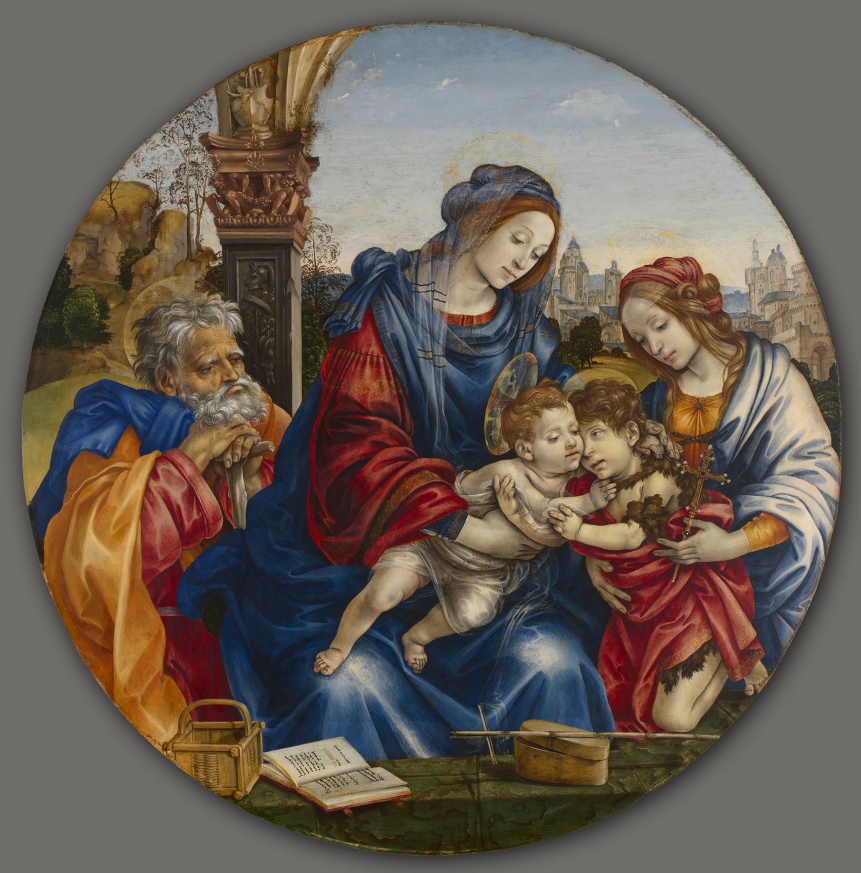 Den heliga familjen med Johannes Döparen och Saint Margaret, ca. 1495. av Filippino Lippi