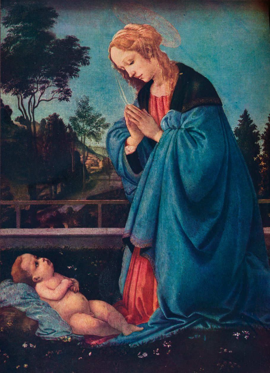 The Madonna Adoring the Christ Child, 1400-talet, 1910 av Filippino Lippi