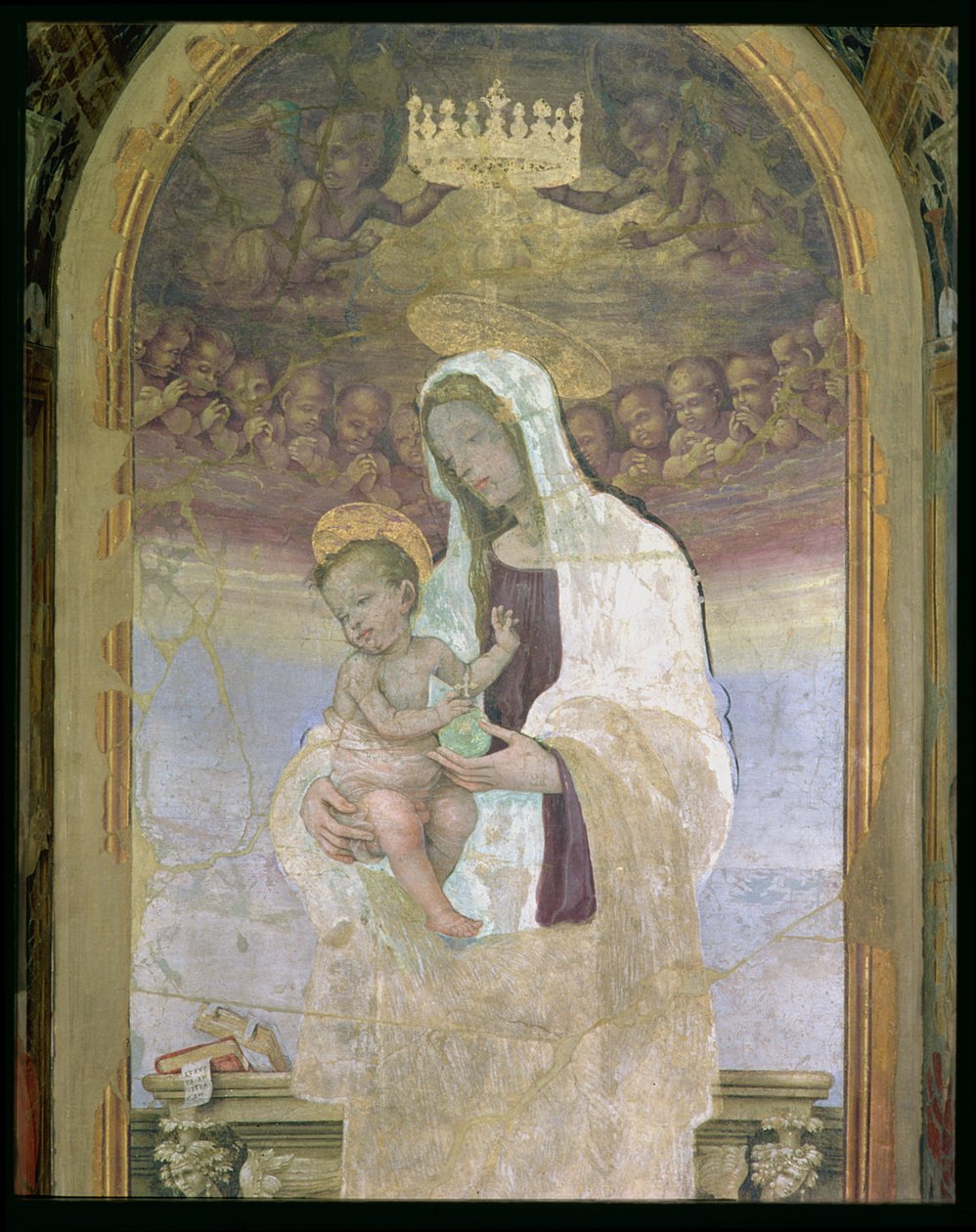 Madonnan och barnet, en detalj från tabernaklet i Canto al Mercatale, 1498 av Filippino Lippi