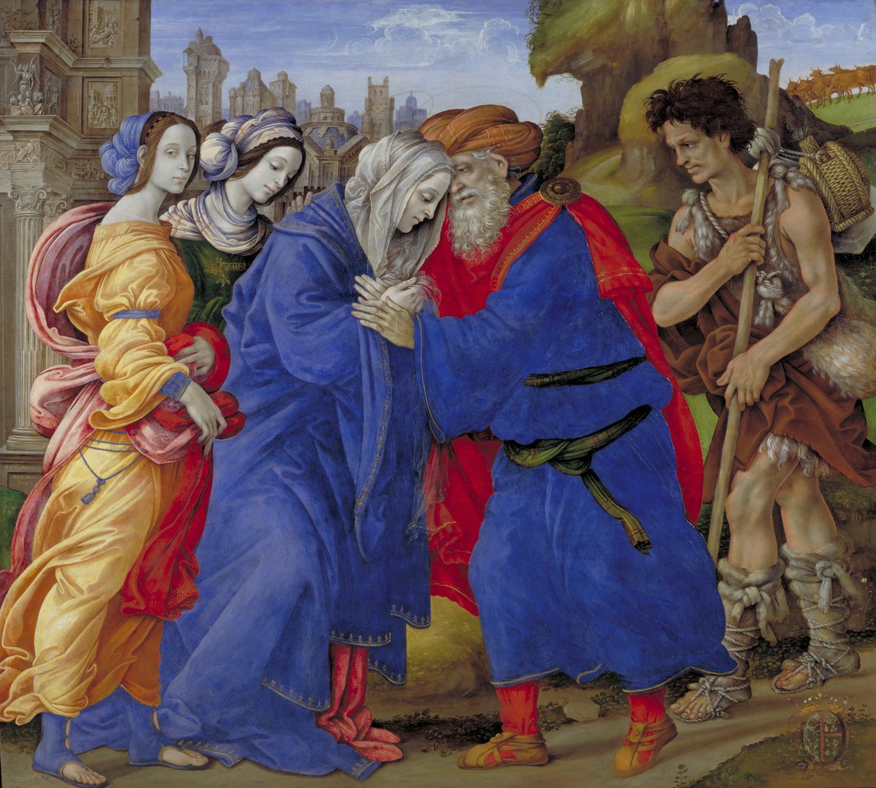 Mötet mellan Joachim och Anne utanför Jerusalems gyllene port av Filippino Lippi