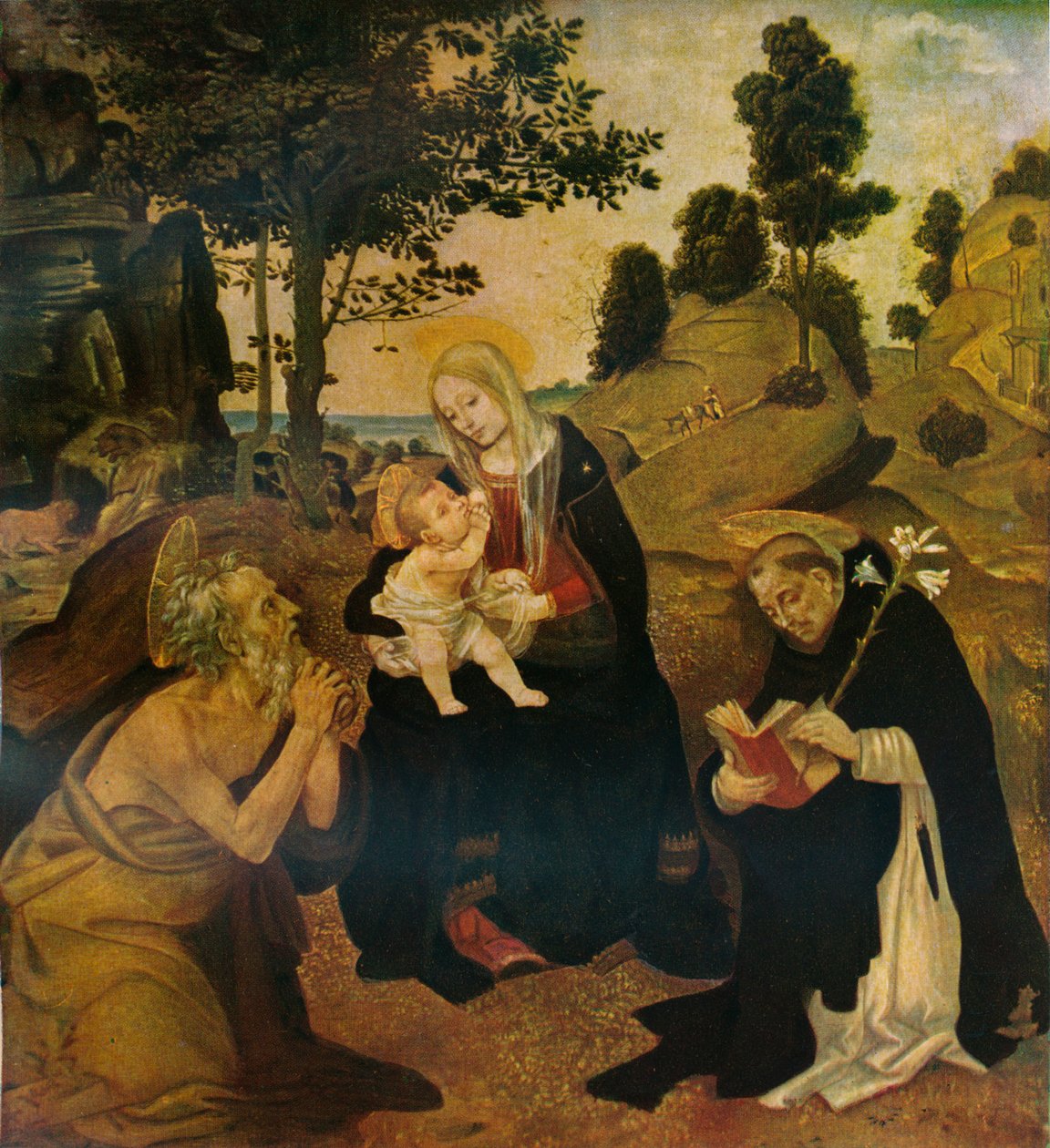 Jungfrun och barnet med de heliga Jerome och Dominicus, c1485, 1911 av Filippino Lippi