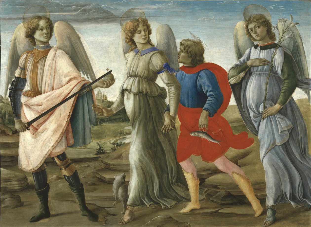 Tre ärkeänglar med unge Tobias, 1477-78 av Filippino Lippi