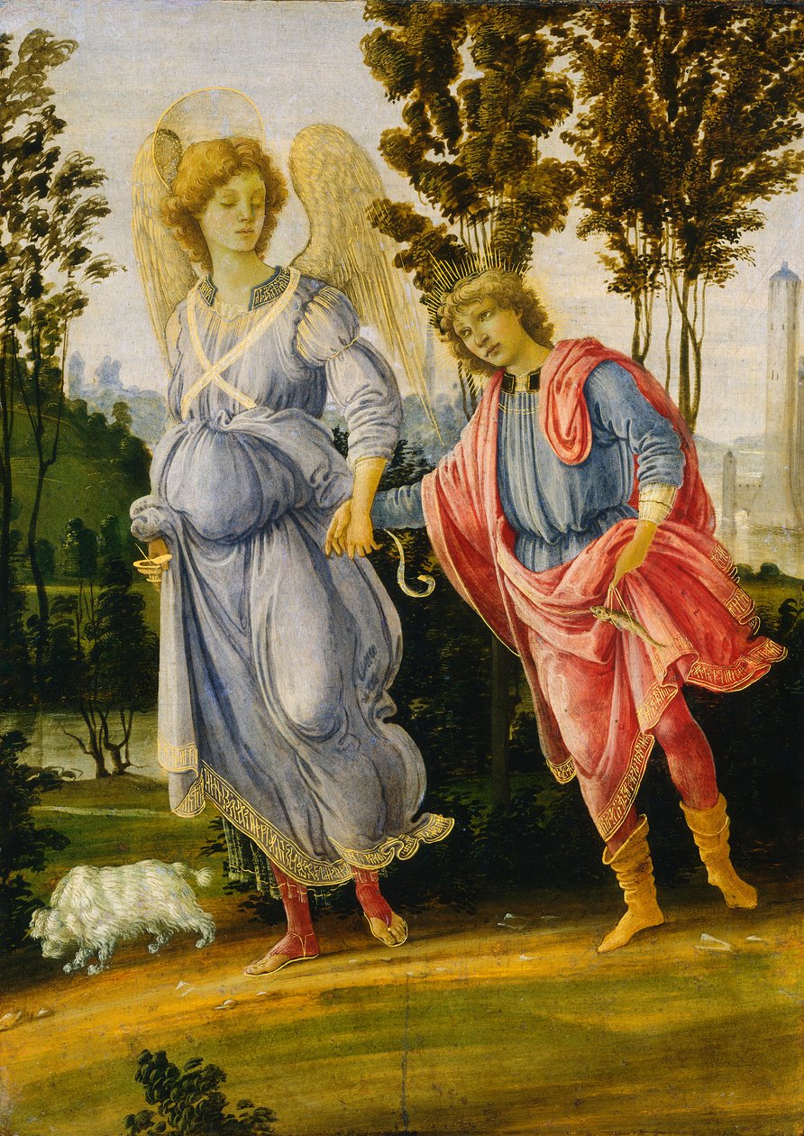 Tobias and the Angel, c.1475/1480 (olja och tempera på panel) av Filippino Lippi