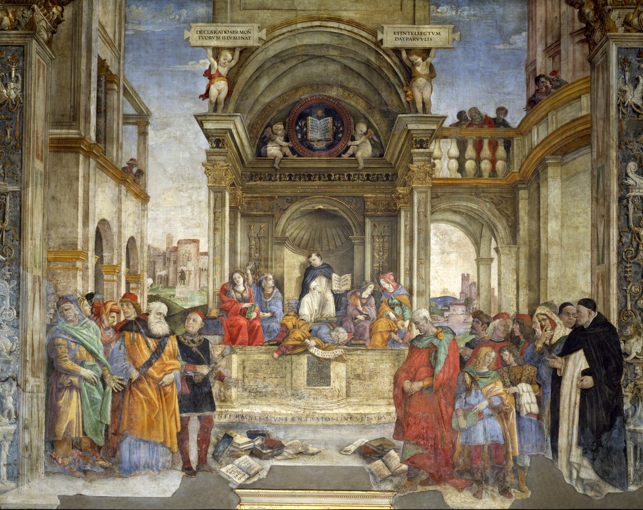 Sankt Thomas av Aquinos triumf över kättare (fresk) av Filippino Lippi