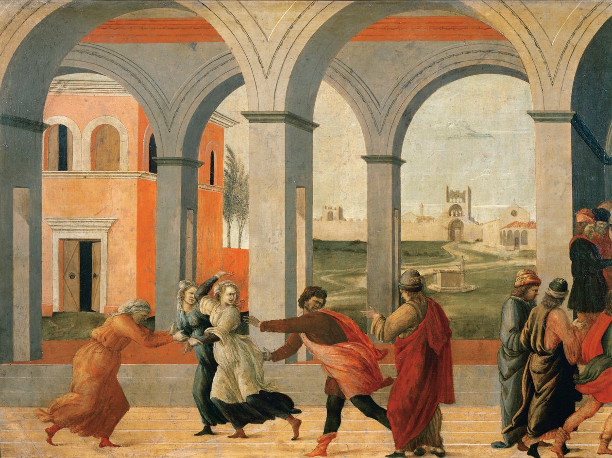Virginia tillfångatagen av den romerske guvernören Appius Claudius ... av Filippino Lippi