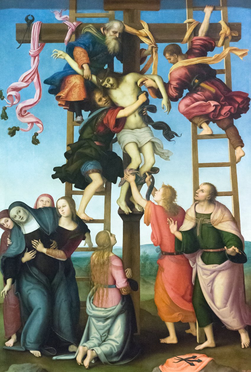Avsättning från korset av Filippino & Perugino Pietro (1446 1523) Lippi