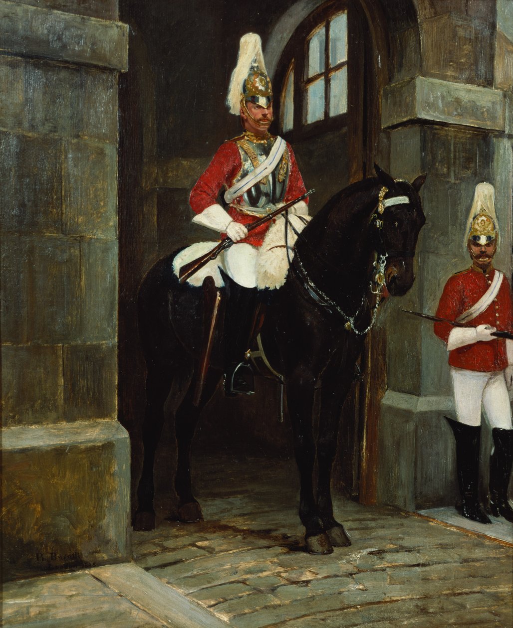 Livvakter i tjänst utanför Whitehall, ca 1884-85 av Filippo Baratti