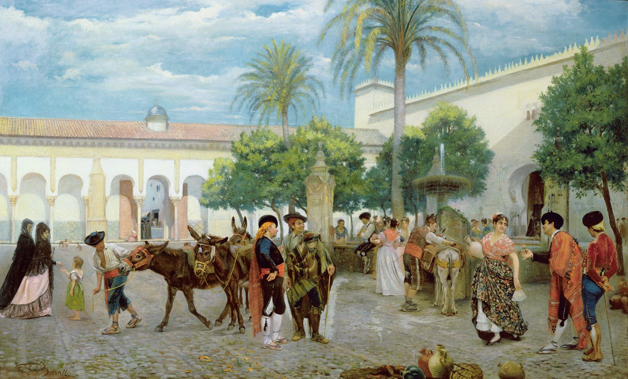 Marknadsdag i Spanien, 1877 av Filippo Baratti