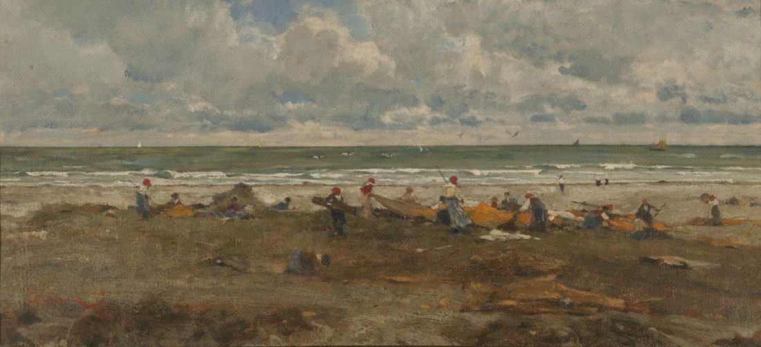  Pescadores en la playan av Filippo Carcano