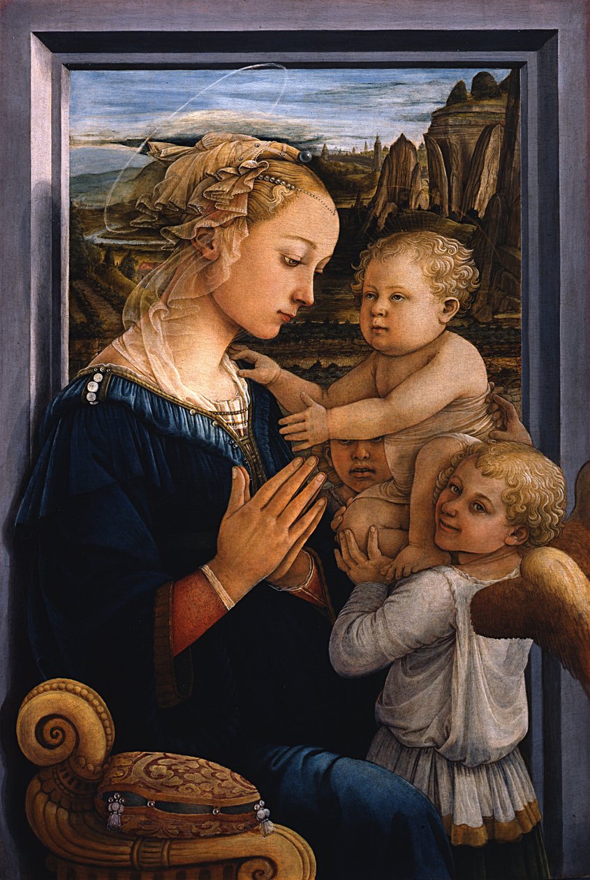 Madonna och barn med två änglar av Fra Filippo Lippi