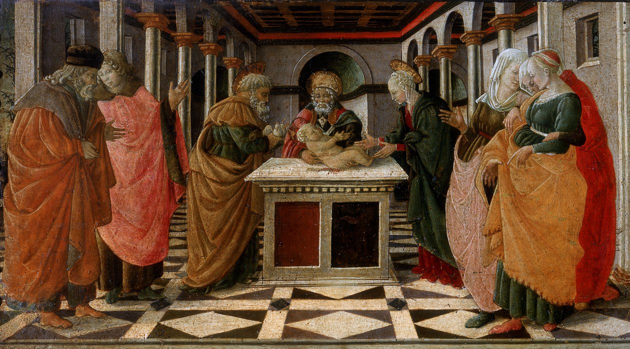 Presentationen vid templet, predella, detalj, c.1470 av G. da and Filippi, C. Carpi