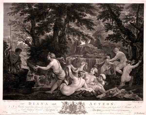 Diana and Acteon, graverad av William Woollett (1735-85), utgiven av J. Boydell av Filippo (after) Lauri