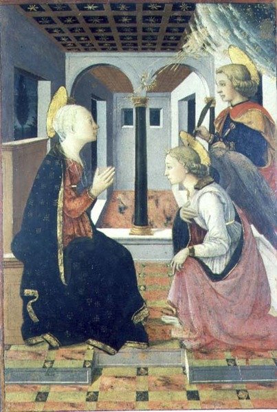 Bebådelsen med St. Julian (panel) av Filippo (workshop of) Lippi