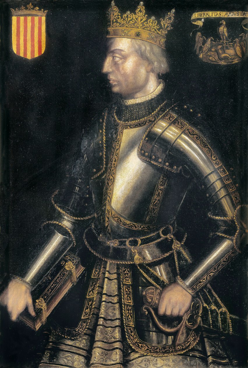 Porträtt av ALPHONSE II av Katalonien, III av Aragon, kallad "El Liberal" av Filippo Ariosto