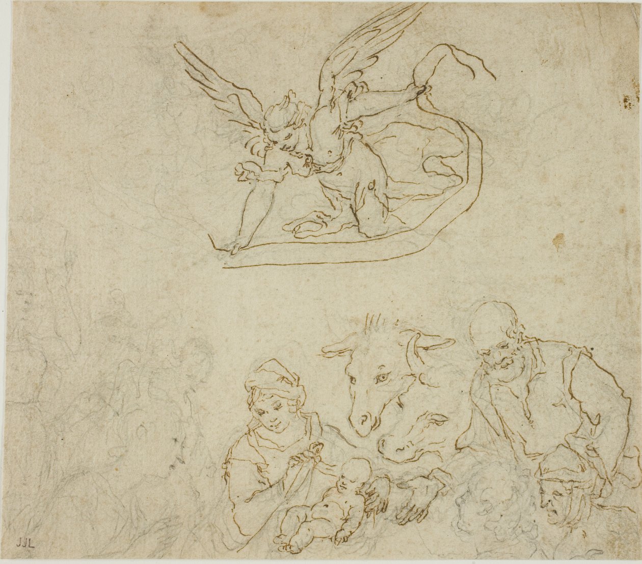 Nativity (recto); Jungfru och barn, ängel (verso) av Filippo Bellini