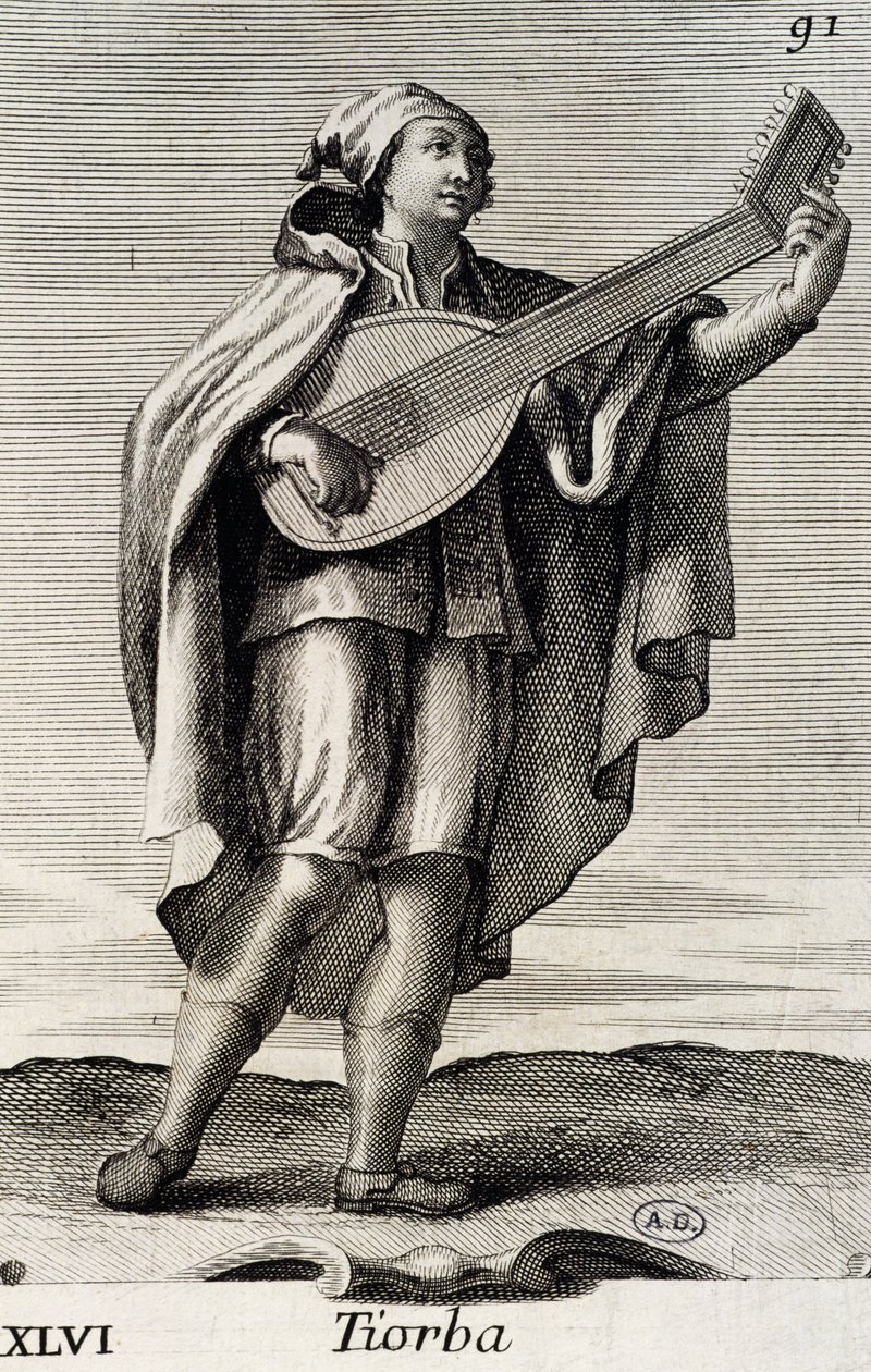 Man spelar theorbo av Filippo Bonanni