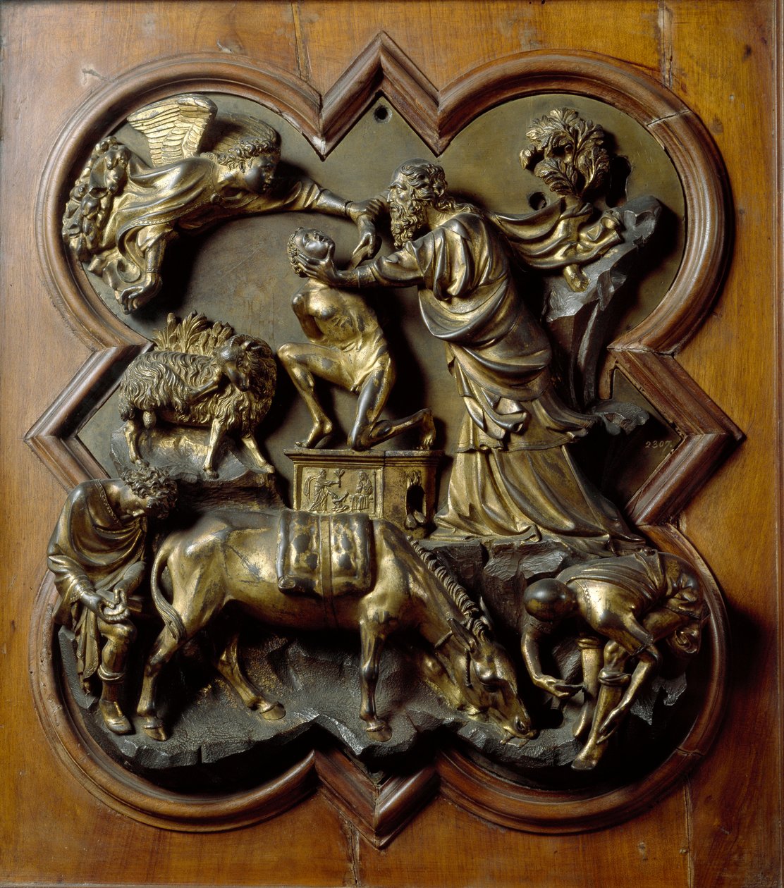 Isaks offer. Basrelief realiserad av Filippo Brunelleschi (1377-1446) av Filippo Brunelleschi
