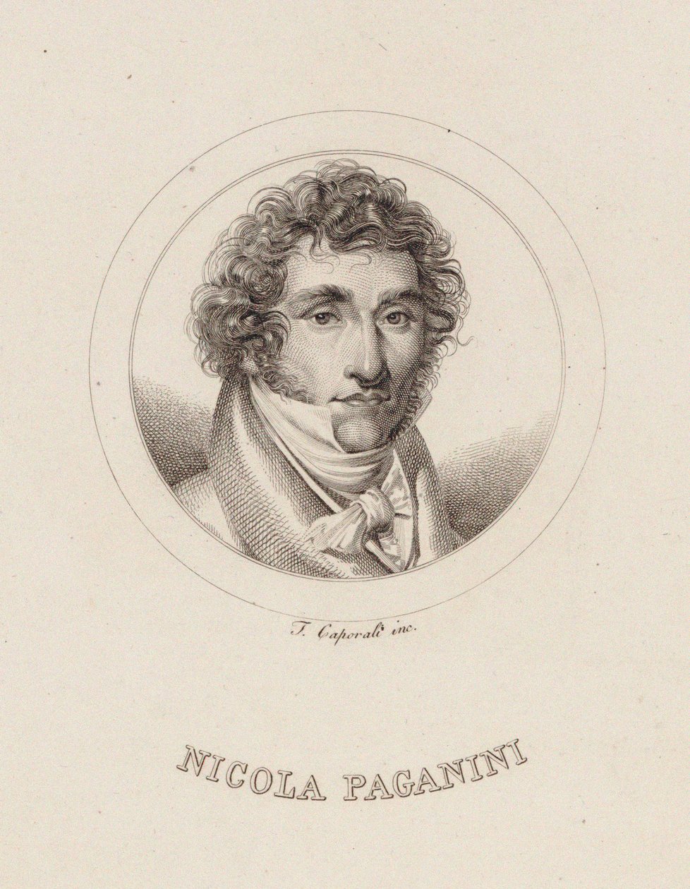Porträtt av Niccolò Paganini 1782-1840, 1840. av Filippo Caporali